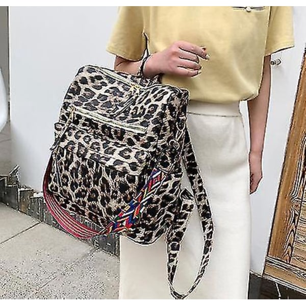 Leopardmönstrad Casual Ryggsäck för Kvinnor, Lätt Reseryggsäck