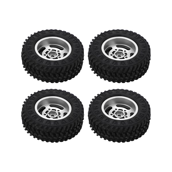 4 st gummiblandade 55 mm däck i mässing motvikt kombinerare aluminiumlegering fälg för Axial SCX24 1/24 RC bil uppgraderingsdelar silver