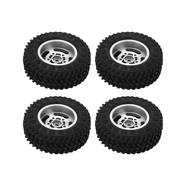 4 stk. gummi 55 mm dæk messing modvægt kombinator aluminiumlegering fælg til Axial SCX24 1/24 RC bil opgraderingsdele sølv