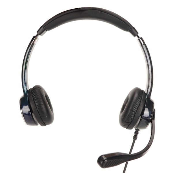 Kablet forretningsheadset med støydemping, ergonomisk binaural telefonhodetelefon med mikrofon for kontorsamtaler, dobbel 3,5 mm porter