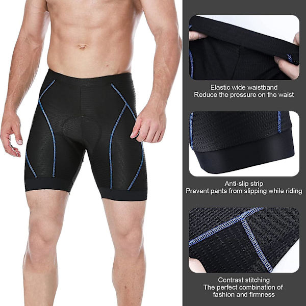 Sort blå herre 5D gelfyldte mountainbikeshorts med åndbart absorberende design