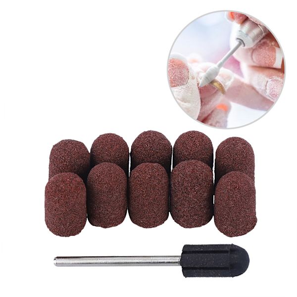 10 st Nageldedikerade huvudslipning Cap Polermaskin Sand Manikyr Pedikyrverktyg (7*13)