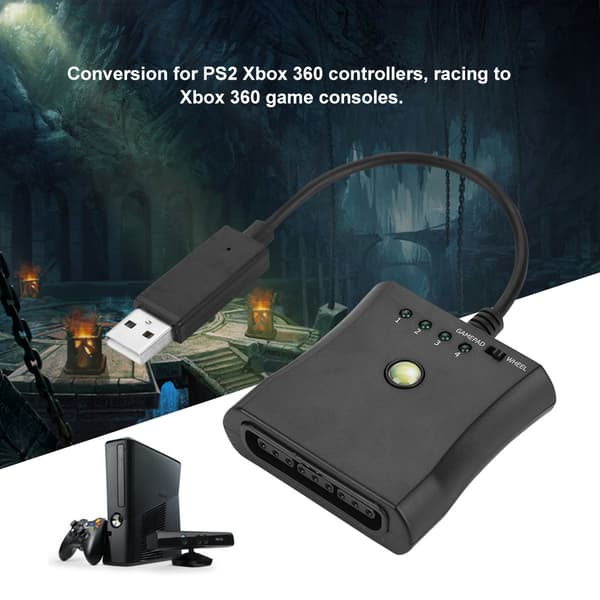 Universal adapterkabelkonverter for PS2-kontroller til Xbox 360-spillkontroller