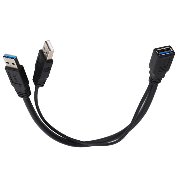 30 cm forlengelseskabel omformer hjelpestrøm USB 3.0 hunn til dobbel hann for 2,5 tommers mobil harddisk