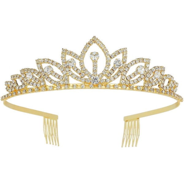 Guld Krystal Rhinestone Bryllup Tiara Kam - Prinsesse Pageant Brudebal Pandebånd