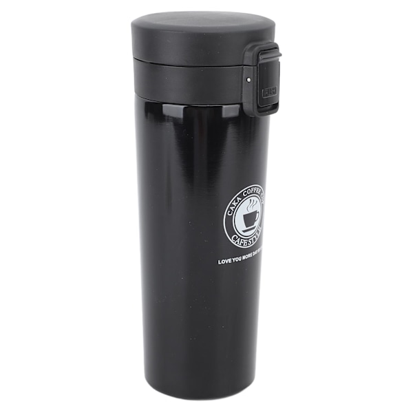 Isolerad kaffemugg i rostfritt stål, resekaffekopp, bärbar isolerad bilkaffekopp med lock, svart, 500 ml