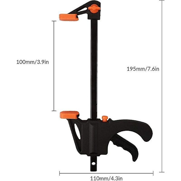 4-pack 10 cm Spärrklämmor Enhands, F-formad Trä, Snabbfäste, Idealisk för Snabba och Enkla Klämmapplikationer