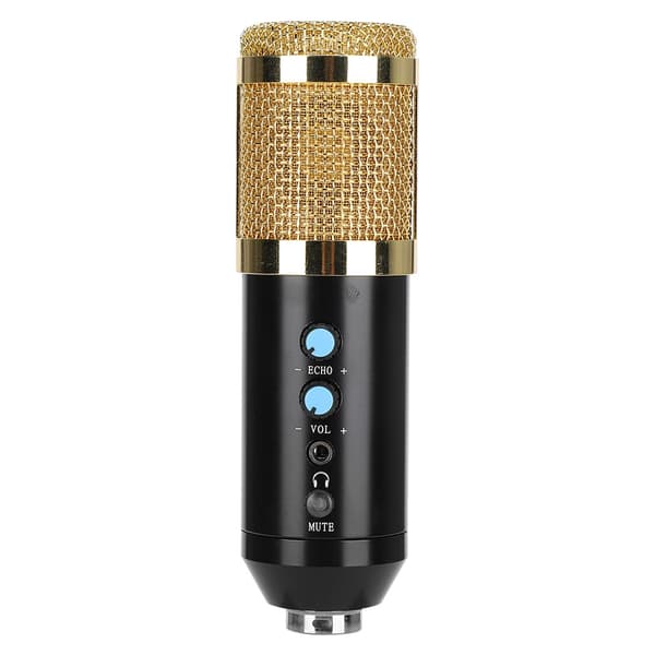 Kondensatormikrofon Stabil USB Skrivbordsstativ MIC Hög Känslighet Justerbar Vinkel för PC Guld