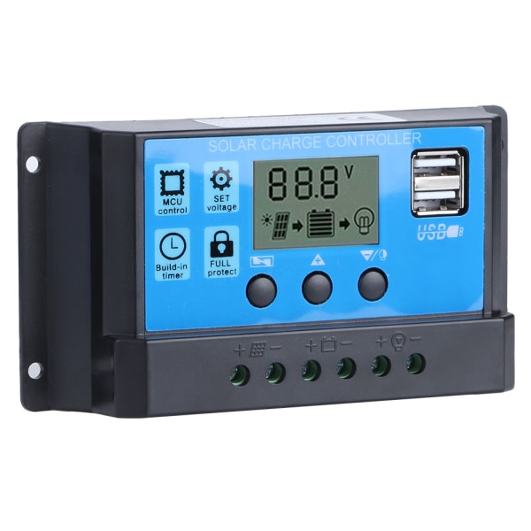 12V 24V 30A aurinkoenergian latausohjain Automaattinen PWM LCD-kaksois- USB lähdön säädin