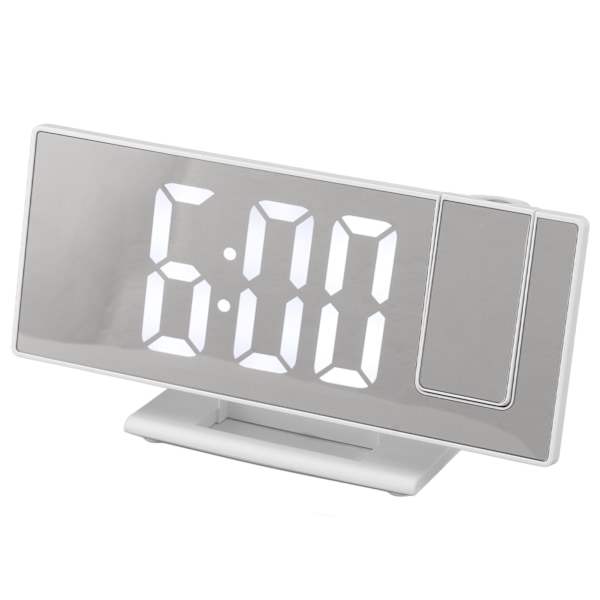 Digital Projektionsväckarklocka för sovrum Stor LED-display Spegel Projektionsväckarklocka Vit