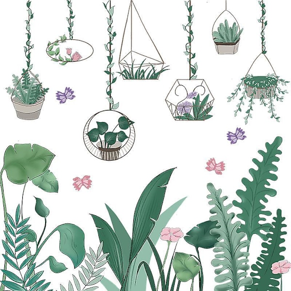 En uppsättning väggdekaler med krukväxter och blommor, väggdekal för vardagsrum sovrum kök badrum