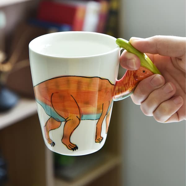 400 ml dinosaurformad mugg söt djurkeramisk mugg kontorsmugg frukostmugg