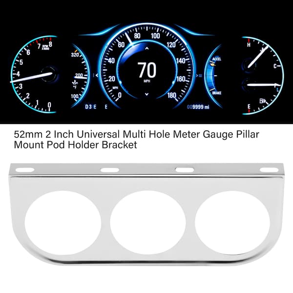 Chrome 52mm 2 tommer Universal Multi-Hull Meter Gauge Pillar Mount Pod Holder Bracket Sølv