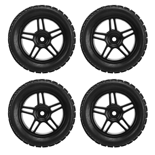 4 kpl RC-renkaita 12 mm:n vannekehiä ja kumirenkaita sarja Vaihtorengassarja ja pyöräsarja 1/16 RC-autoon Musta