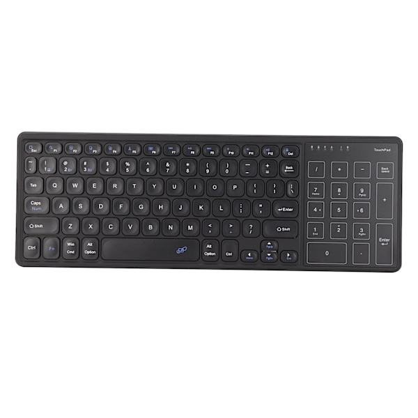 Touchpad Tastatur Numerisk Touchpad 2.4G trådløs USB-mottaker Plug and Play trådløst tastatur med Touchpad Black