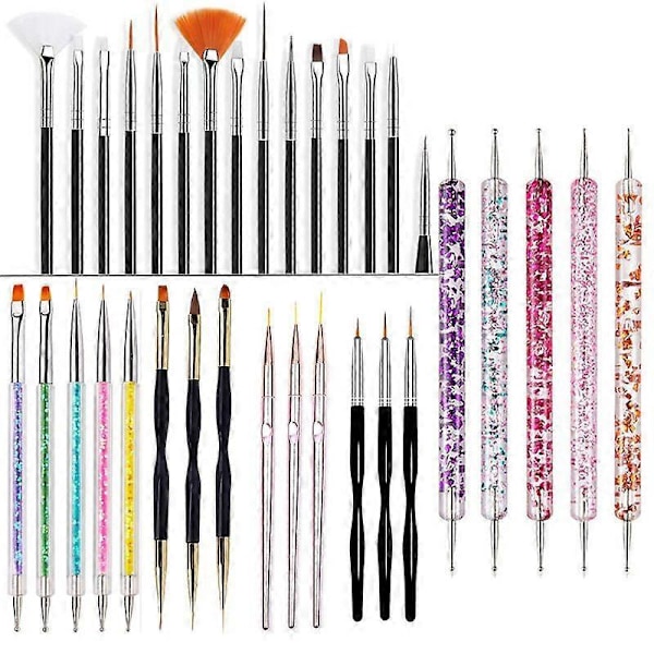 5/20 st Nagelborstar Set, Nagelkonst Penslar för Målning, Ritning, Prickning och Gravering, Manikyrverktyg, Akryl, UV Gel och Nagelpulver1