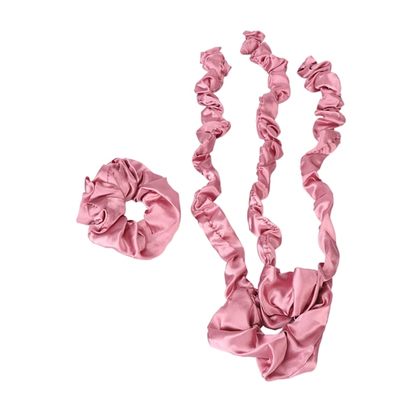 Lämpötön hiuskiharrin ja Scrunchie Heatless kiharrin päänauha nukkuvat hiusrullat muotoilutyökalu vaaleanpunainen