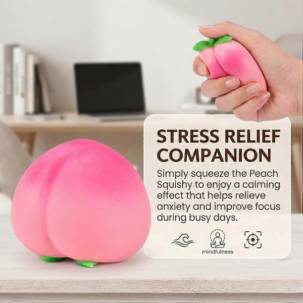 Stress Relief Squishy for Adults, Cute Soft Peach Fruit Squishies, Squeezable Fidget Toy, Ideal Squishies Gift B