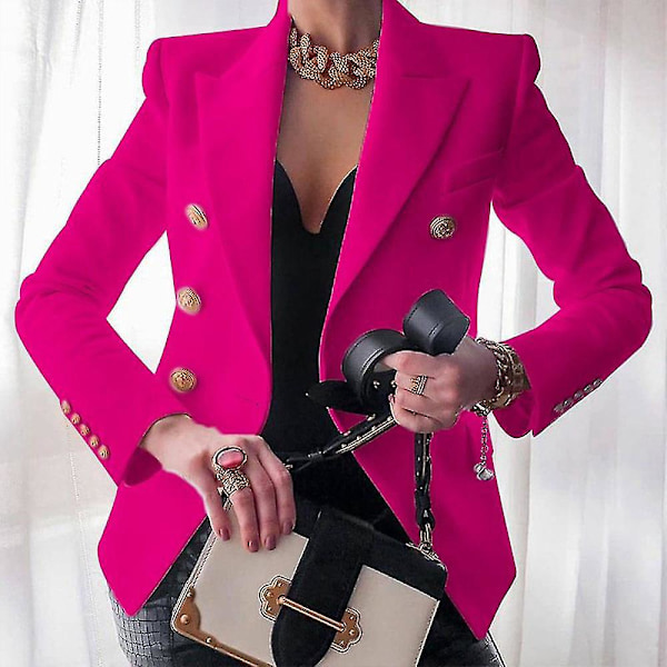 Rose Röd Dam Business Pendlare Kort Kostymjacka - 2XL