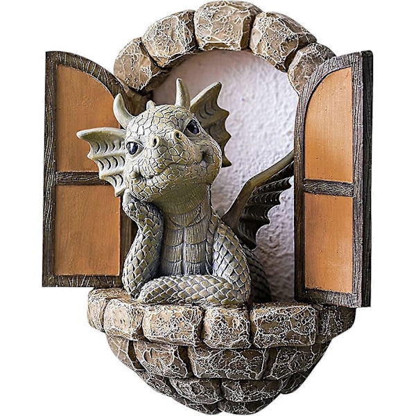 Gårdhave Drage Skulptur Vægdekoration, dejlig Resin Have Drage Statue