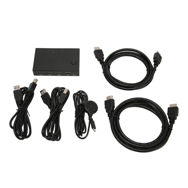 KVM Switch 2 Port Plug and Play USB HUB 4K 30Hz HD Multimedia Interface KVM Switch til PC Printer Mus Tastatur