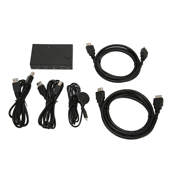 KVM-switch 2 portar Plug and Play USB HUB 4K 30Hz HD Multimedia Interface KVM-switch för PC-skrivare Mus Tangentbord