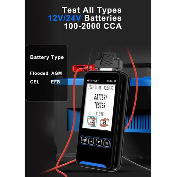 Batteritester, Bilbatteritester, 100-2000 CCA Bilbatteritester, 12V/24V Batteritester, af