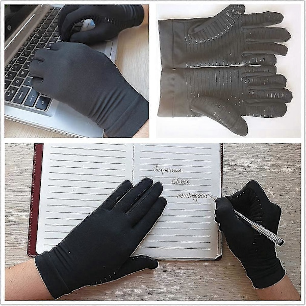 Kompressionshandskar med Fingrar Kopparhandskar för Lindring av Artritsmärta Kompression Skrivhandskar för Män, Hel Finger Artrithandskar Kvinnor Komprimerar