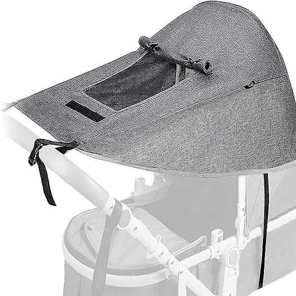 Vanntett Solskjerm for Babyvogn - Grå, Anti-UV 50+ med Visningsvindu