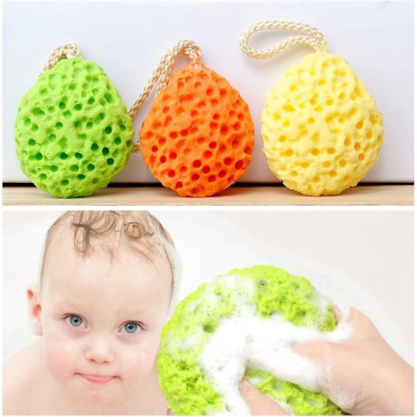 3-pack Naturliga Badsvampar, Loofah Duschsvamp Kroppsskrubb Exfolierande Rengöring Kroppssvamp för Män Kvinnor Barn