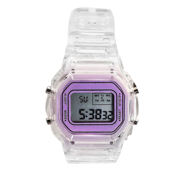 LED Digital Watch Transparent Vandtæt Letvægts Accurate Time Sports Armbåndsur Lilla