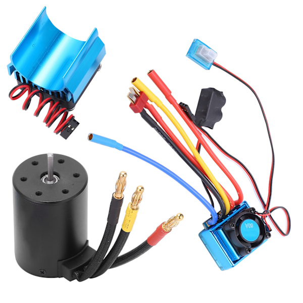 3650 2300KV Vattentät 4-polig Borstlös Motor 60A ESC Kylfläns Combo Set för 1/10 RC Bil