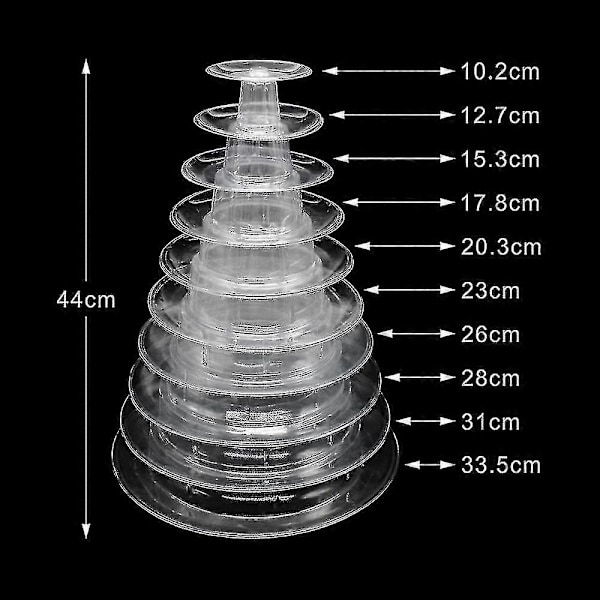 6-lags Rund Macaron Tårn Stand i Plastik - Display Stand til Dessert - Macarons Holder 10-lags