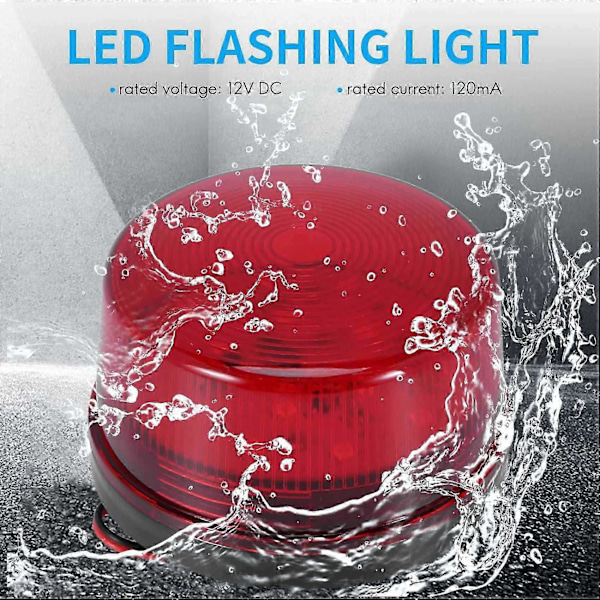 12V Alarm LED Blinkande Stroboskoplampa säkerhetslarmsystem röd
