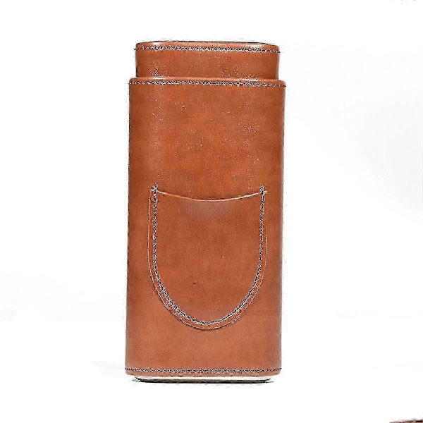 Cigar Etui Tre-Finger Bærbar Cigar Humidor PU Læder Etui Boks,