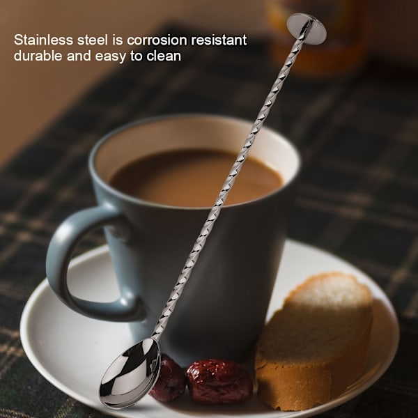 1 stk. rustfrit cocktail ske med langt håndtag til blanding af drikkevarer og kaffe (#9)