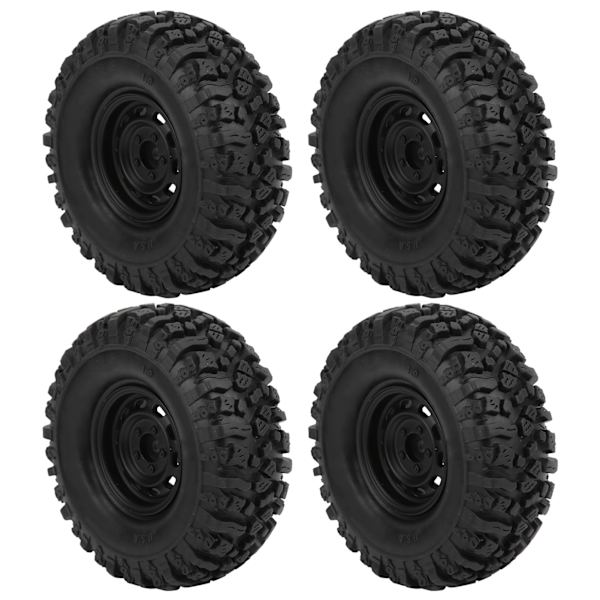 4 kpl 1/10 kauko-ohjattavat 1,9 tuuman alumiinivanteet ja 115 mm kumirenkaat D90/F350/SCX10 musta