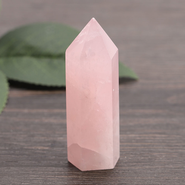 Naturlig fluorit rosa kvarts kristall hexagonal stav för dekoration prydnad (6-7cm)