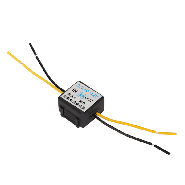 Bilstrømomformer DC 24V til DC 12V Robust ABS-hus 3A 36W Høy sikkerhet Bilomformer for bil LCD GPS