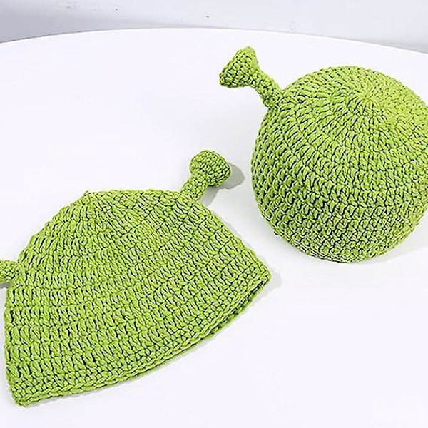 Hyggelige håndstrikkede uldbeanies - grønne huer til vintercosplay