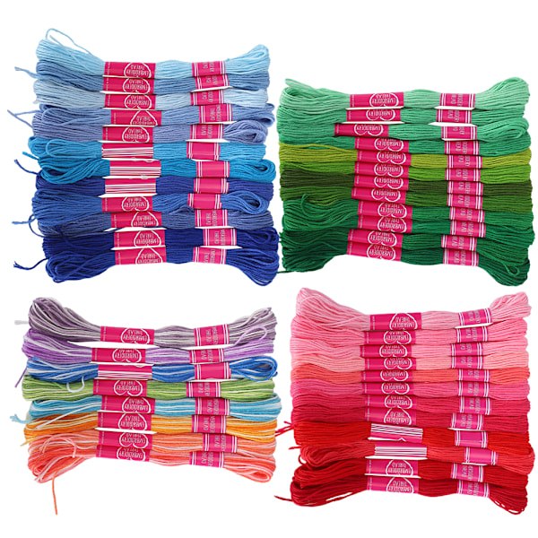 44 stk broderigarn krysssting floss gradient farge polyester bomullsspoler 8 meter