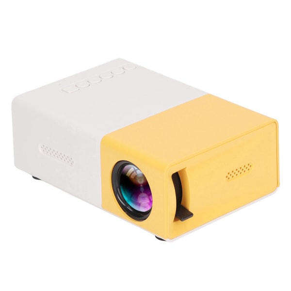 Miniprojektor 1080p Diffus Reflection Imaging Support 23 språk HD-projektor med høyttalere Gul 100‑240V EU-plugg
