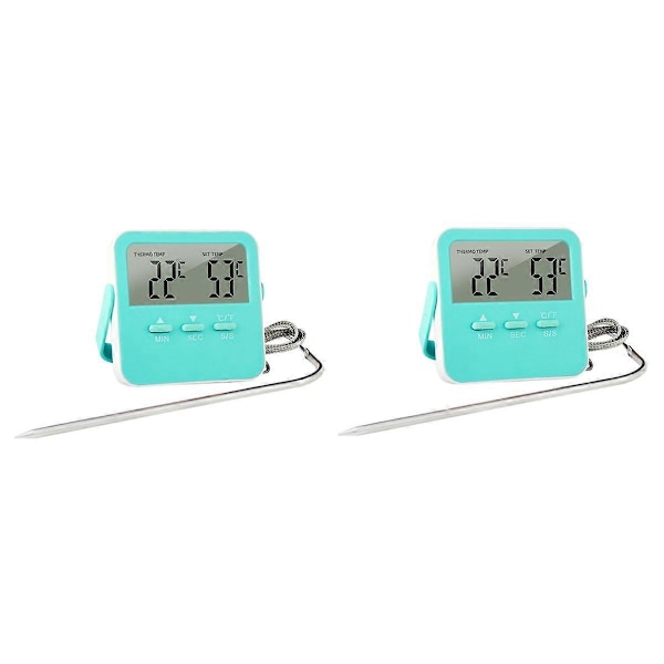 Madtermometer Madlavningstemperaturalarm med LED-display Grøn
