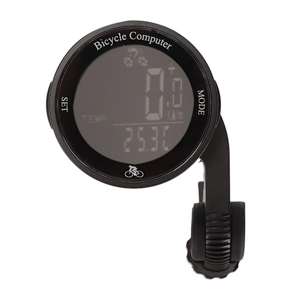 Cykelcomputer Speedometer Termometer Ur Stor Skærm Tydelig Håndskrift Vandtæt Cykelcomputer med Baggrundsbelysning Sort Baggrund Hvidt Tegn