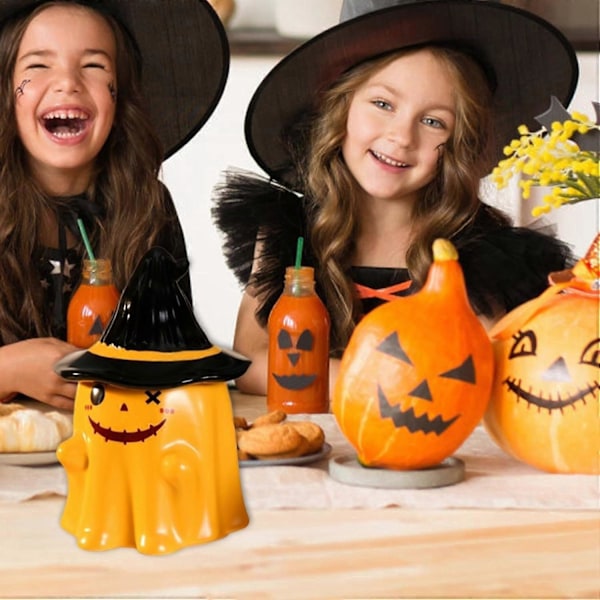 Halloween Kaffemugg, Halloween Spöke Nyhet Kaffemugg, Bedårande Häxhatt Spökkopp för Hemmakontor Halloween Dekorationer gul
