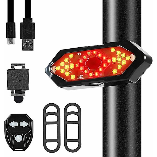 Pyörän takavalo vilkkuilla, varkaudenestohälytyksellä, sähkökellolla ja automaattisella jarruvalolla, USB-ladattava kaukosäätimellä
