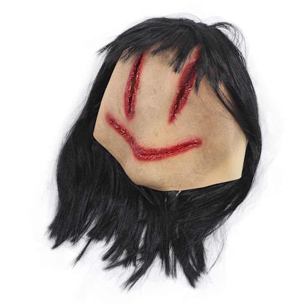 Halloween-kummitusnaamio Pelottava outo kauhuelokuvan paholaismaskia pitkillä hiuksilla Haunted House Dress Up -rekvisiittaa Cosplayhin