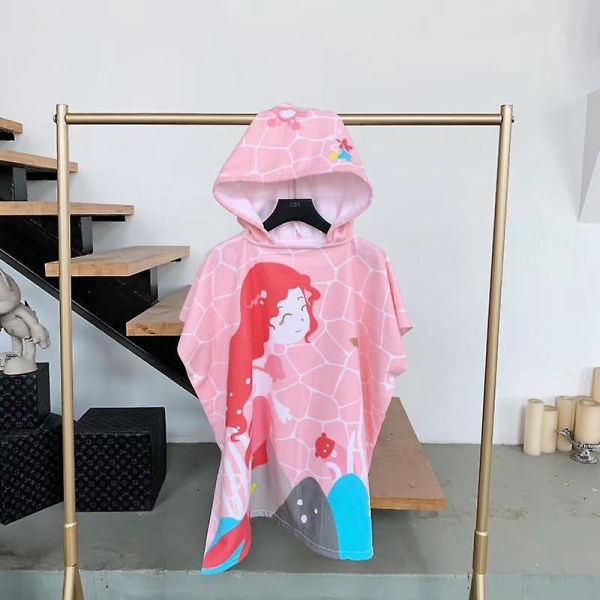 Hette havfrue strandhåndkle for barn, hurtigtørkende badeomslag for småbarn - bassenghåndkle for gutter og jenter med hette