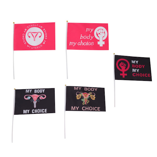 10-pack kvinnors rättigheter protestflagga set polyester trädgårdsdekoration flagga med flaggstänger för gårdar typ B