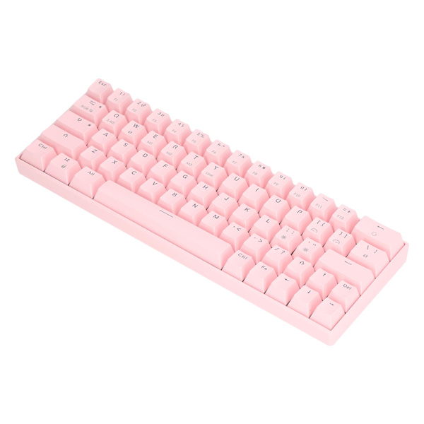 3 lägen trådlöst mekaniskt tangentbord N Key Rollover 64 tangenter RGB 2.4G trådlöst typ C trådbundet rosa mekaniskt tangentbord brunt brytare